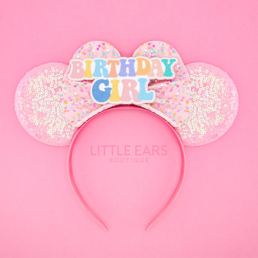 Rainbow Glitter Birthday Mickey Ears