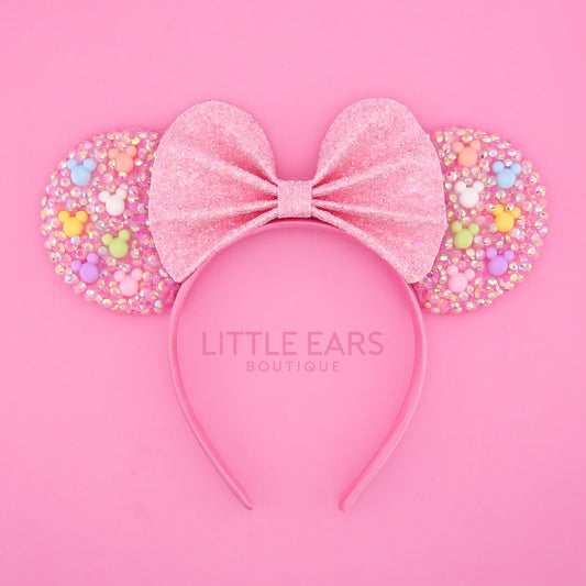 Pink Bow Sparkle Mickey Ears