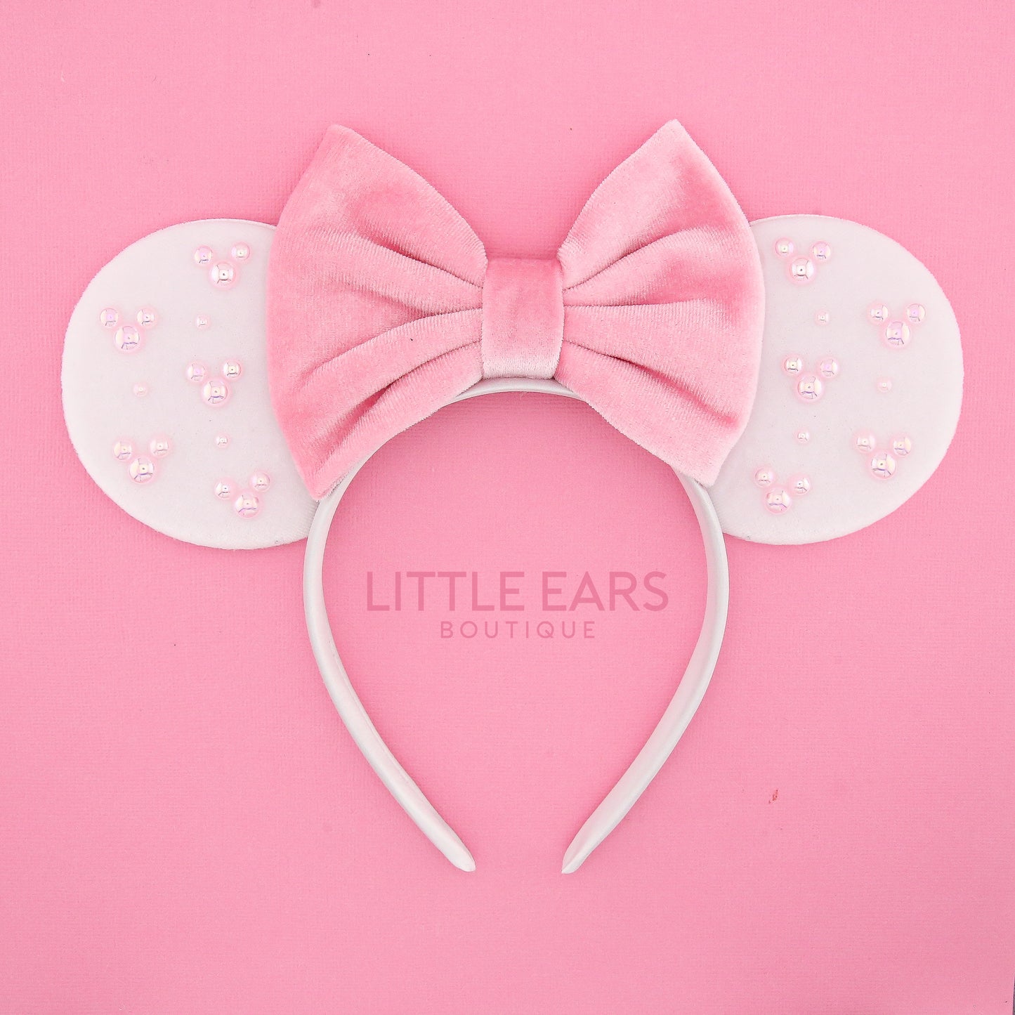 Pink & White Pearls Mickey Ears