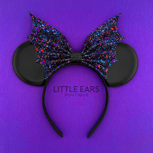 Bat Glitter Bow Mickey Ears