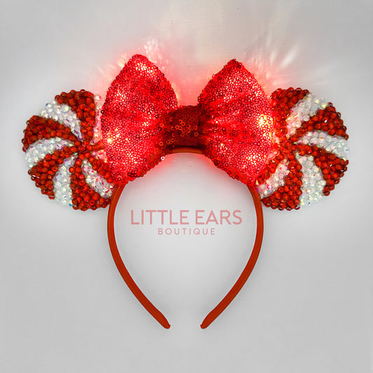 Light Up Candy Cane Sparkle Mickey Ears