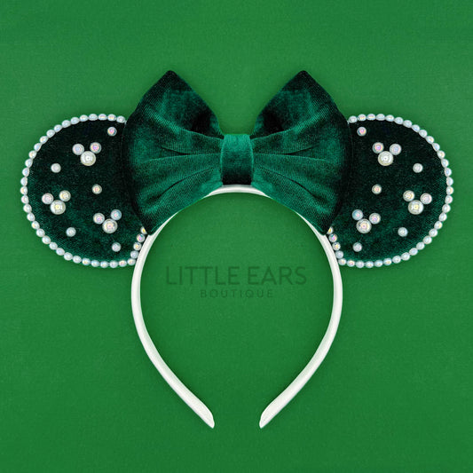 Green Velvet & Pearls Mickey Ears