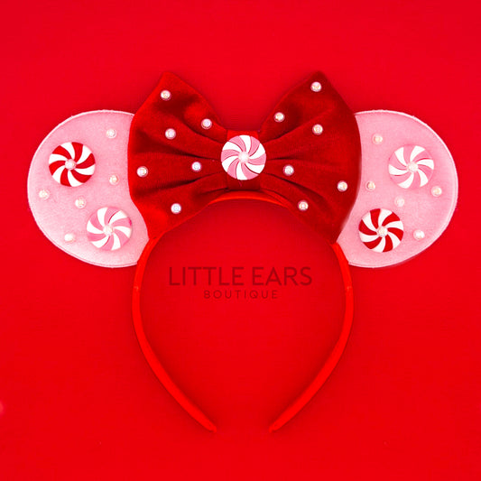 Red & Pink Peppermint Christmas Ears