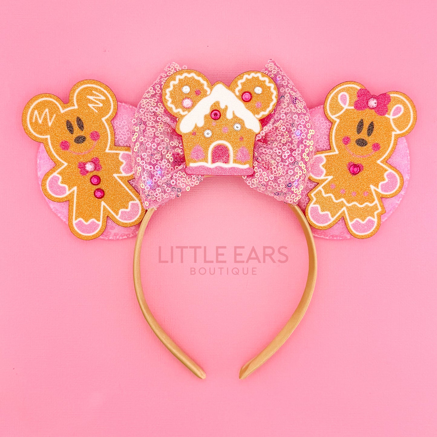Light Up Pink Ginger Christmas Ears