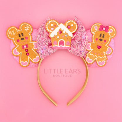 Light Up Pink Ginger Christmas Ears