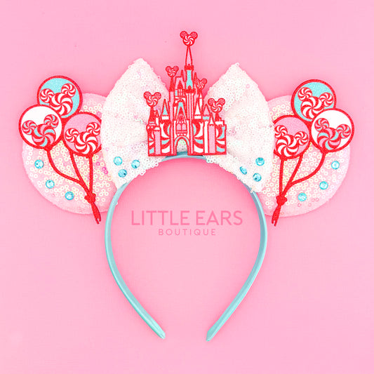 Pink & Mint Castle Christmas Mickey Ears