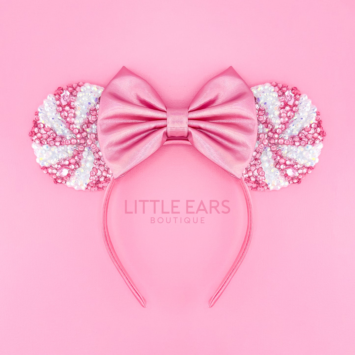 Pink Candycane Sparkle Mickey Ears