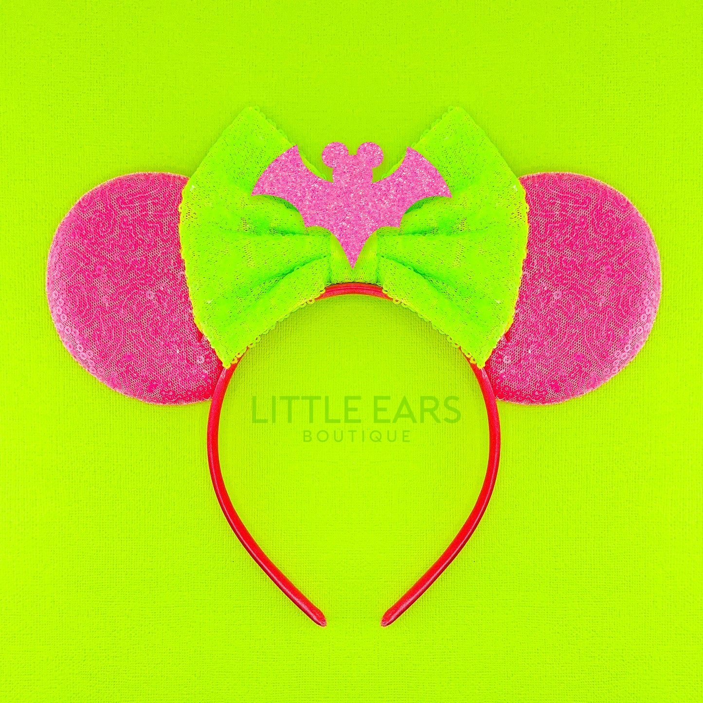 Neon Pink Bat Mickey Ears