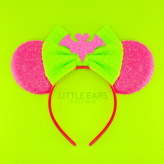 Neon Pink Bat Mickey Ears