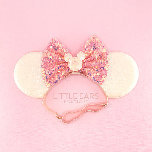 Coral & Cream Elastic Mickey Ears