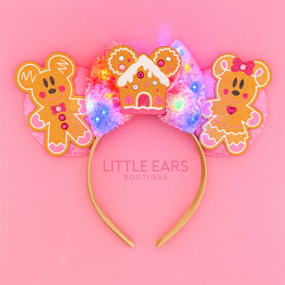 Light Up Pink Ginger Christmas Ears