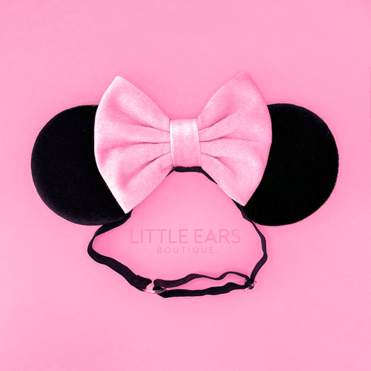 Pink and Black Velvet Elastic Mickey Ears