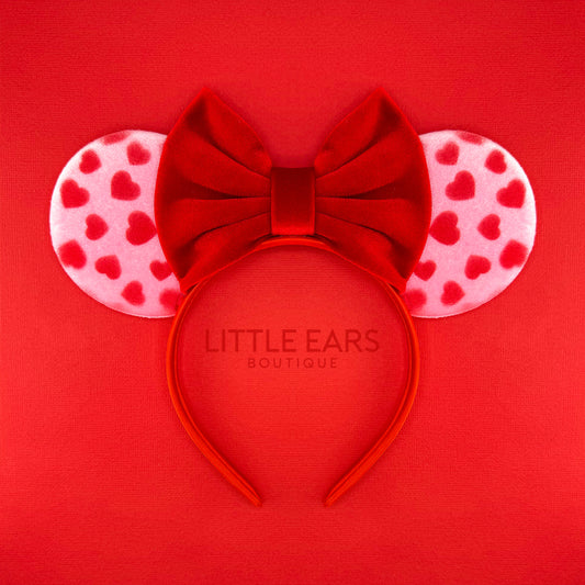 Red & Pink Hearts Velvet Minnie Ears