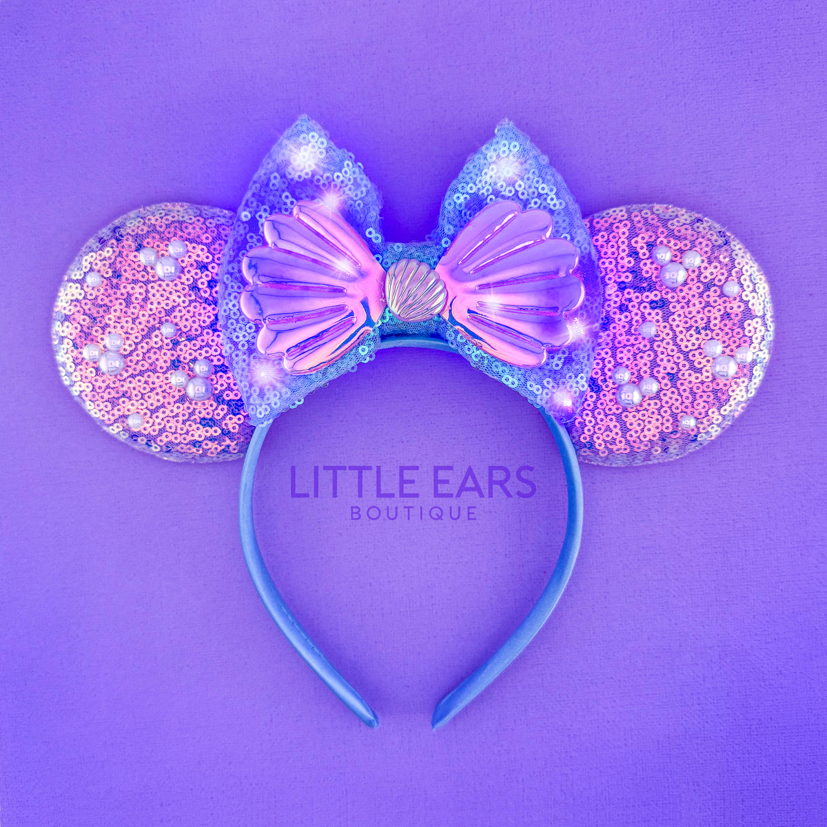 Disney Ear Shell Light Up Mermaid Shells Mickey Ears - Mouse Ears Headband – Little Ears ...
