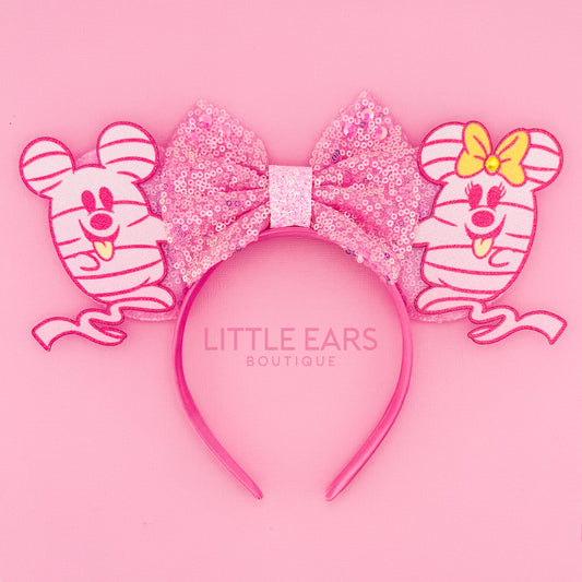 Pink Mummy Halloween Mickey Ears