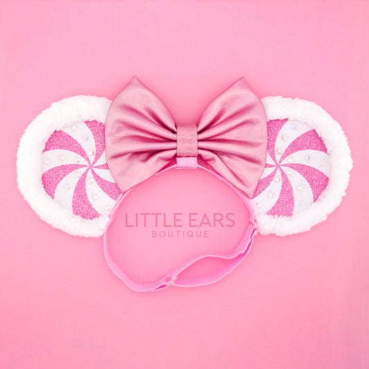 Pink Candy Cane Elastic Mickey Ears