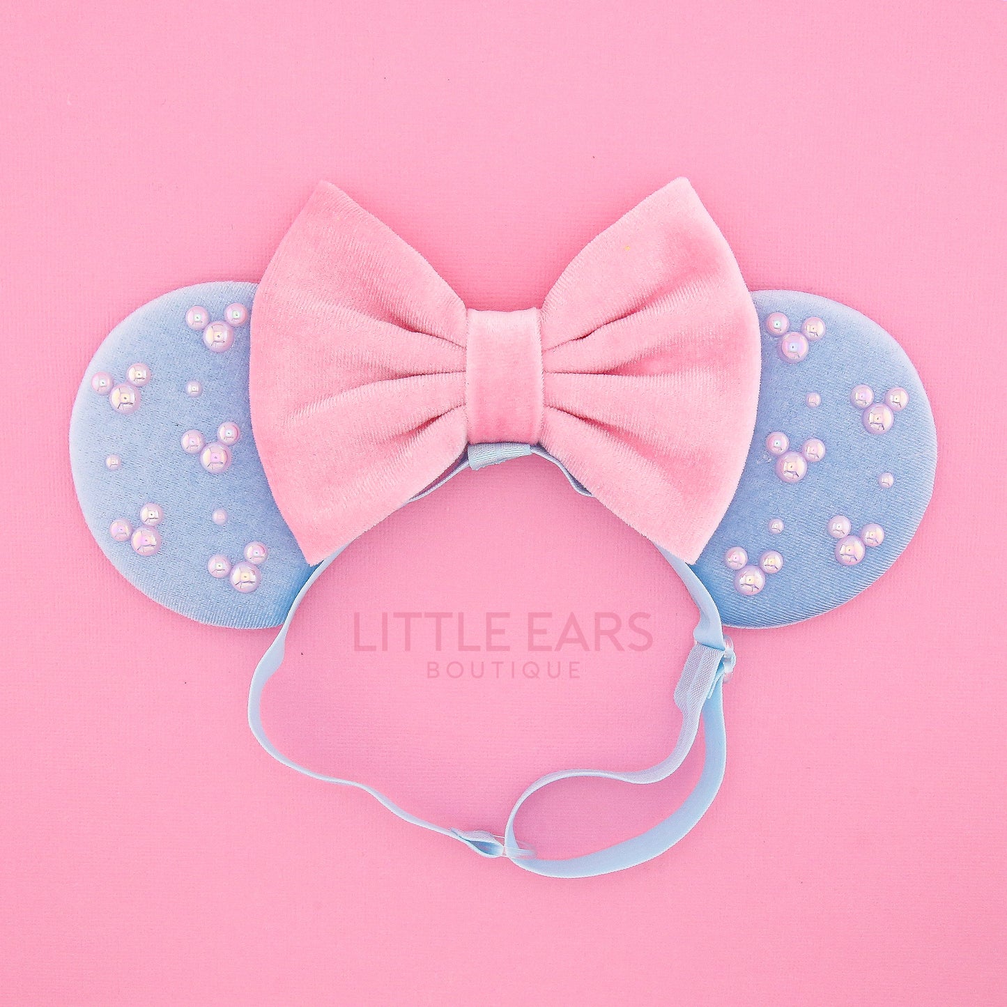 Pink & Blue Pearls Elastic Mickey Ears