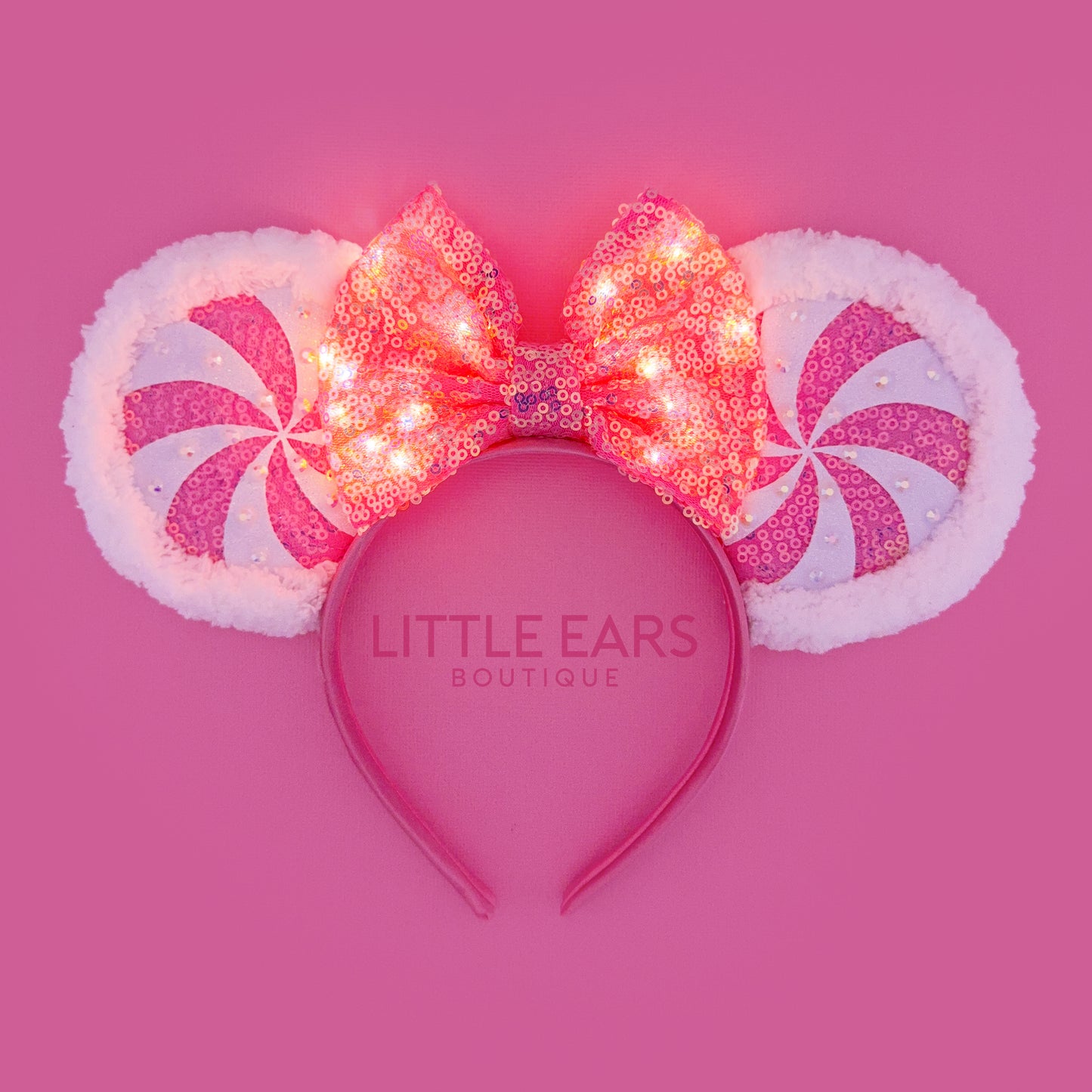 Light Up Pink Candycane Mickey Ears