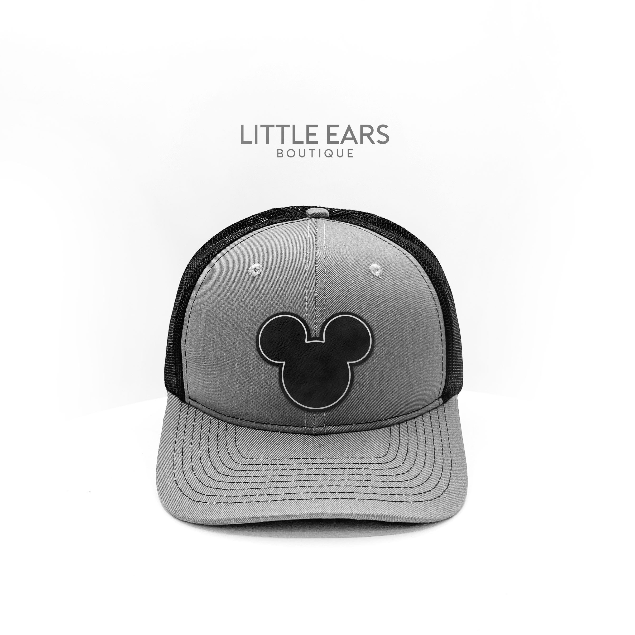 Mickey Black Silver Trucker Hat Mouse Ears Headband Little Ears Boutique