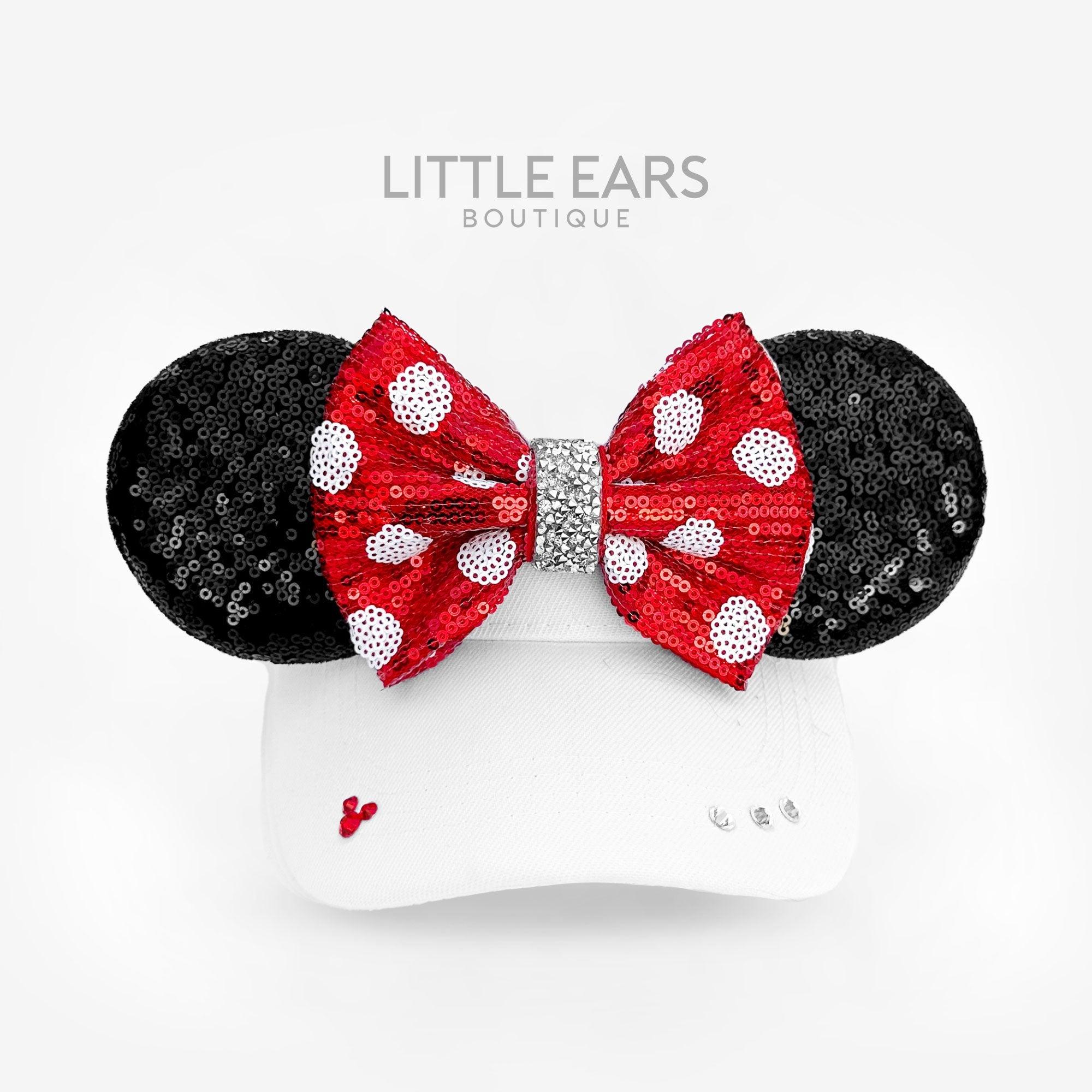 Minnie Bow White Visor Mouse Ears Headband Little Ears Boutique