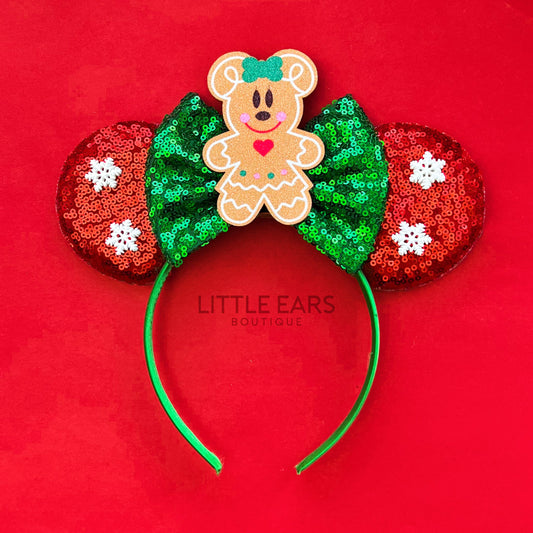 Minnie Gingerbread Christmas Ears - mickey ears - disney ears - mouse ears headband - little ears boutique