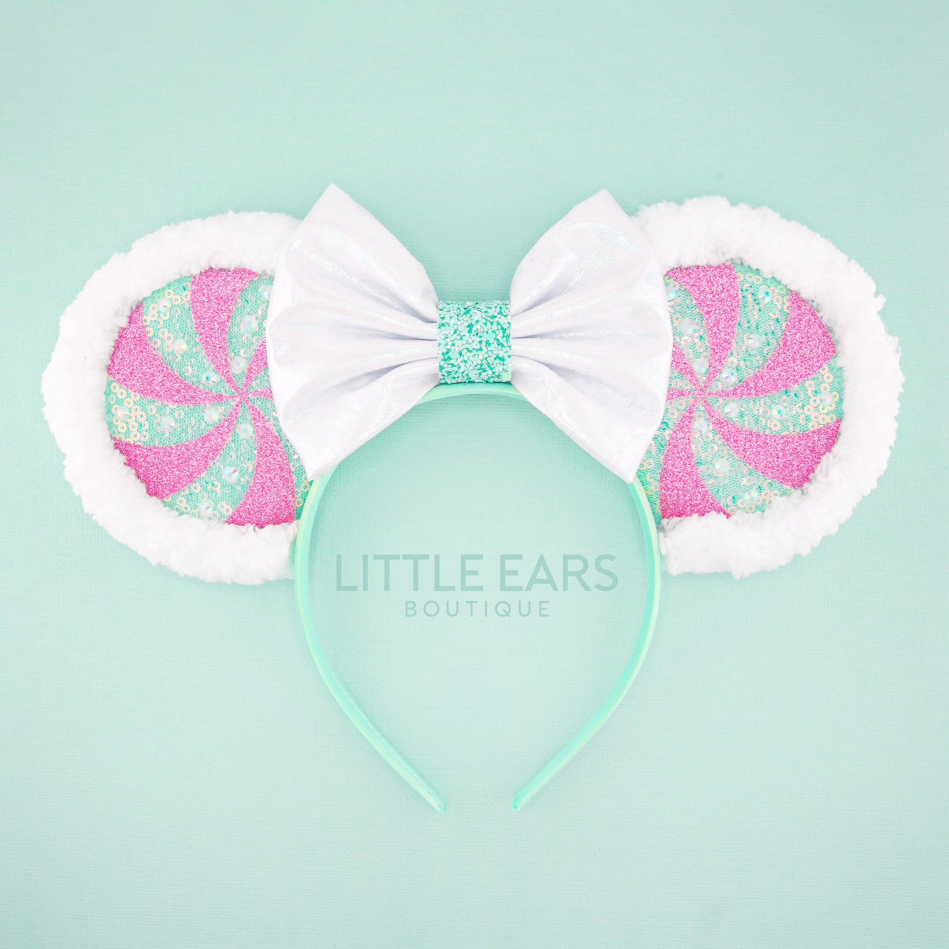 Mint & Pink Candycane Mickey Ears - mickey ears - disney ears - mouse ears headband - little ears boutique