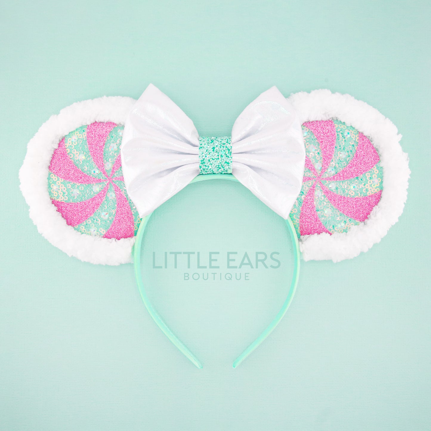Mint & Pink Candycane Mickey Ears