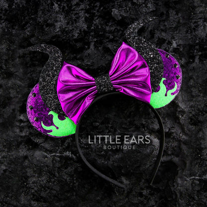 Mistress of All Evil Glitter Mickey Ears- mickey ears disney headband mouse