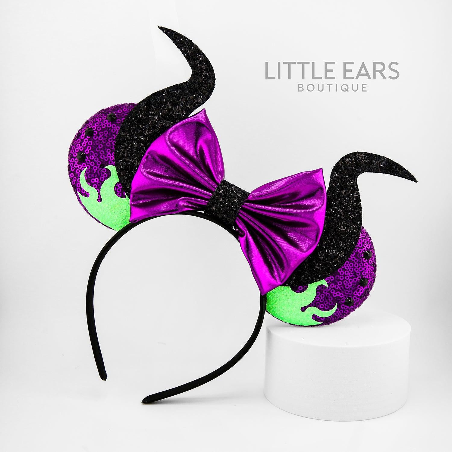 Mistress of All Evil Glitter Mickey Ears- mickey ears disney headband mouse