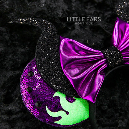 Mistress of All Evil Glitter Mickey Ears- mickey ears disney headband mouse