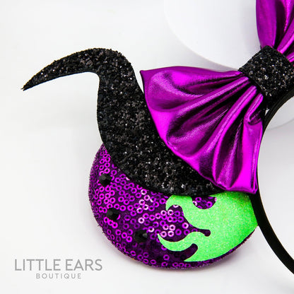 Mistress of All Evil Glitter Mickey Ears- mickey ears disney headband mouse