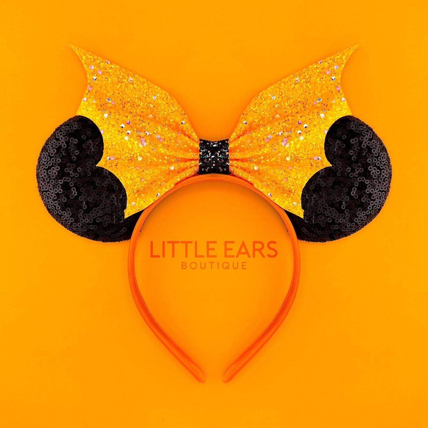 Neon Orange Bat Halloween Mickey Ears- mickey ears disney headband mouse