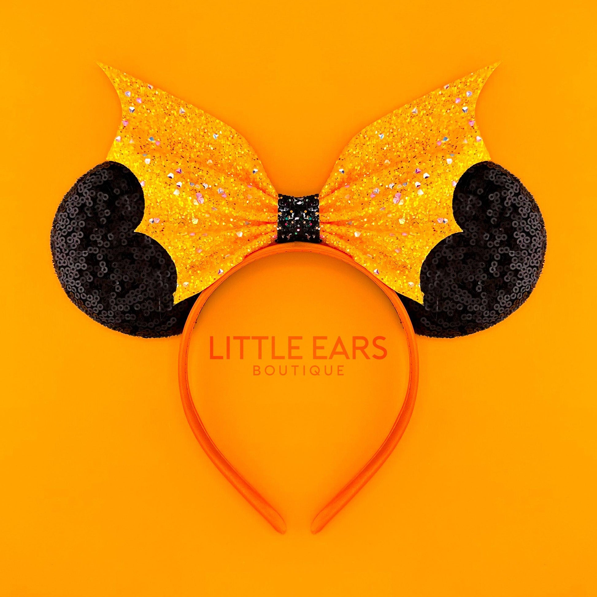 Neon Orange Bat Halloween Mickey Ears- mickey ears disney headband mouse