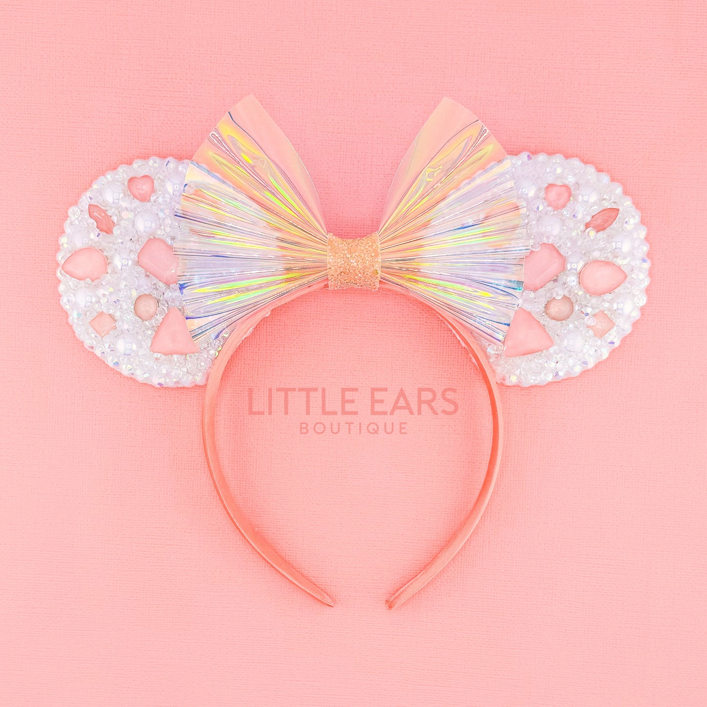 Pastel Peach Sparkle Mickey Ears - mickey ears - disney ears - mouse ears headband - little ears boutique