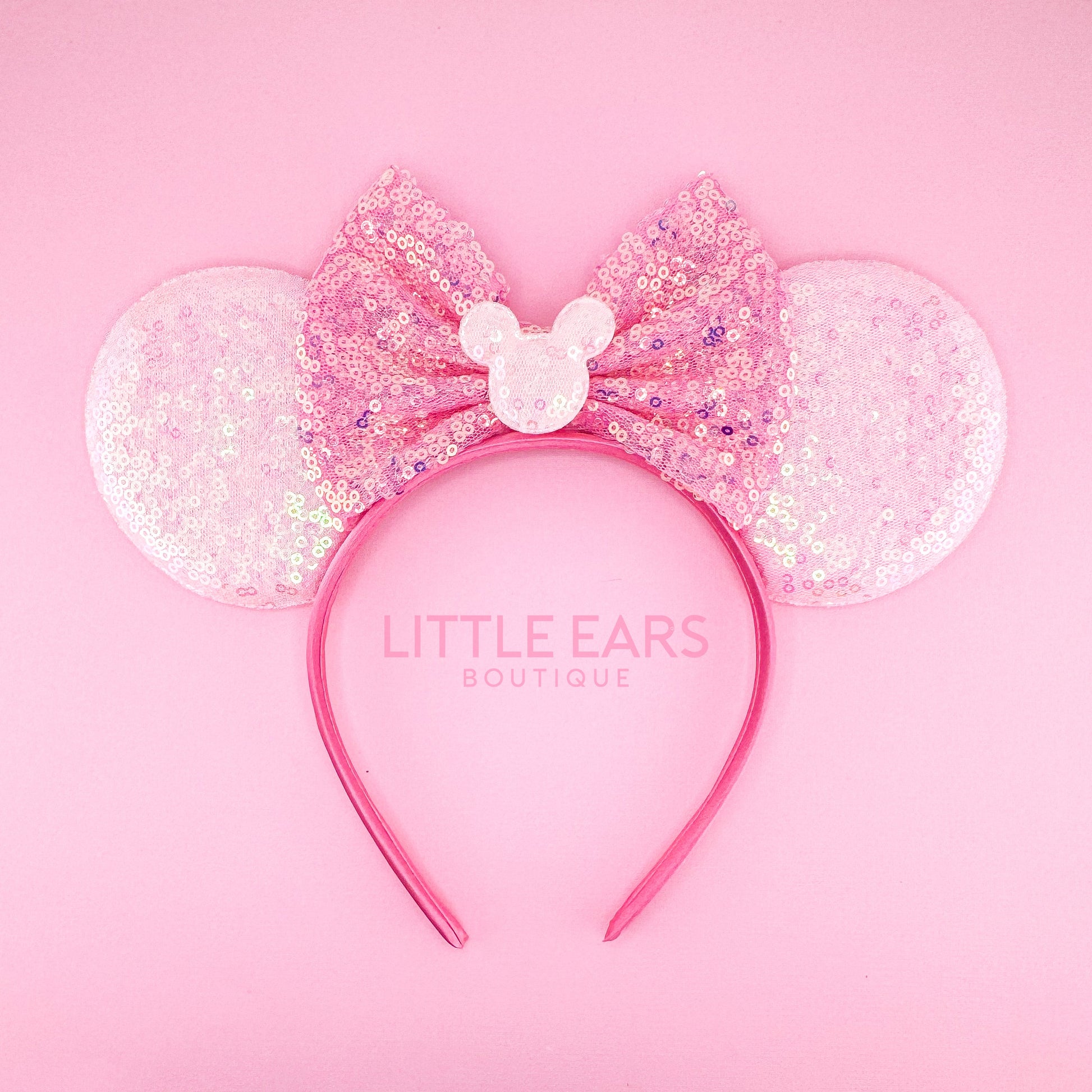 Pastel Pink Iridescent Ears - Little Ears Boutique - Handmade Theme Park Inspired Mickey Ears Headband - Valentine's Day Mouse Ears