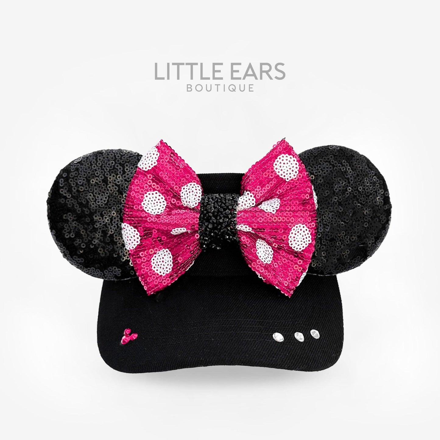 Pink Minnie Black Visor- mickey ears disney headband mouse