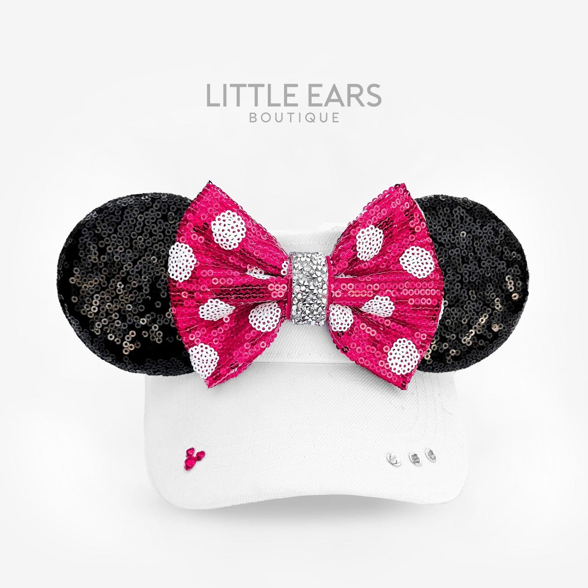 Pink Minnie White Visor- mickey ears disney headband mouse