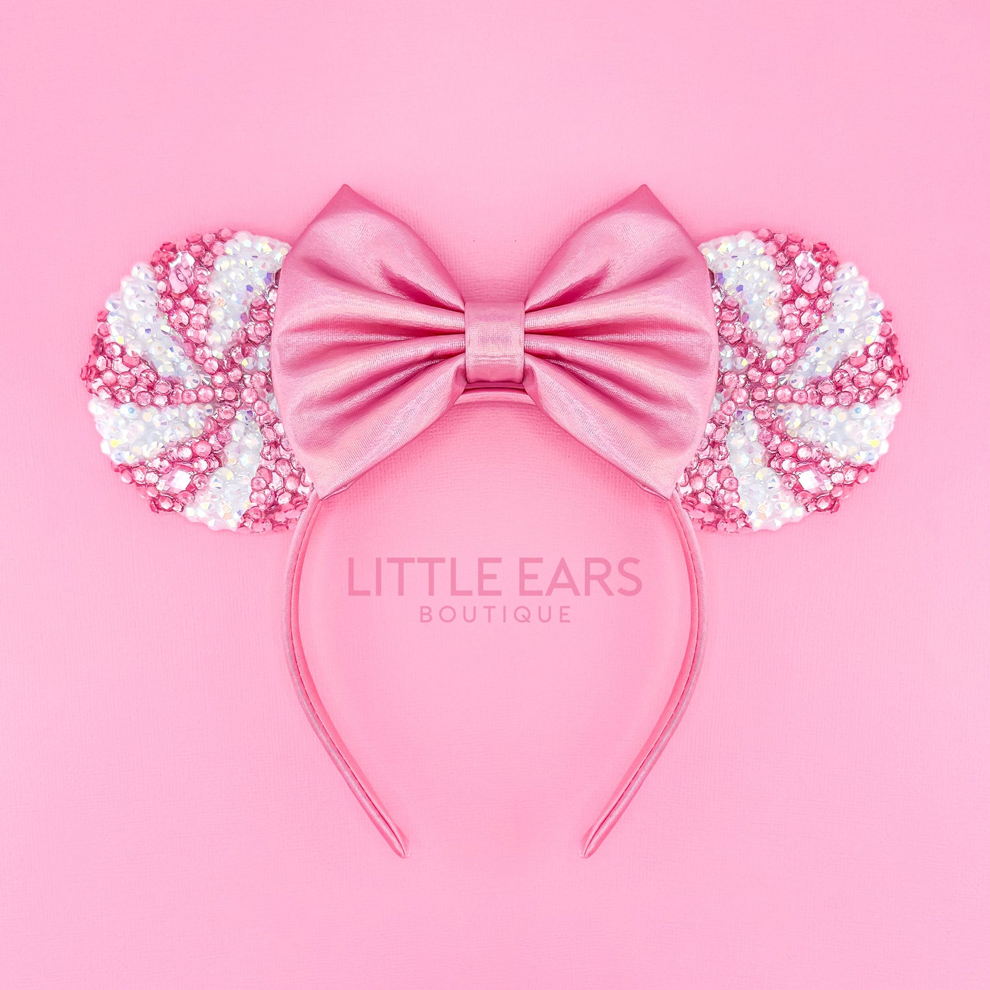 Pink Candycane Sparkle Mickey Ears - mickey ears - disney ears - mouse ears headband - little ears boutique