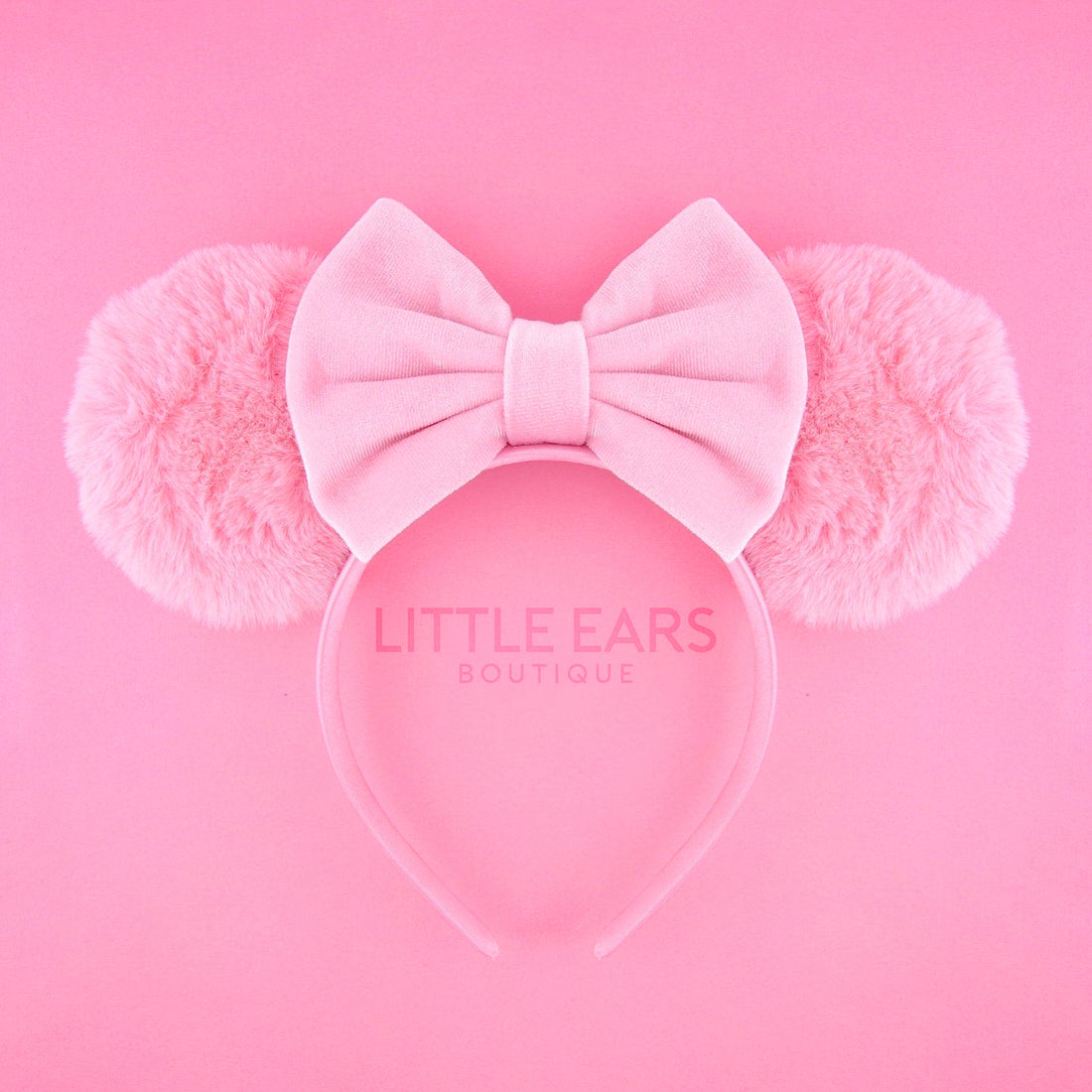 Pink Fur & Velvet Ears - Mickey Ears Headband - Little Ears Boutique