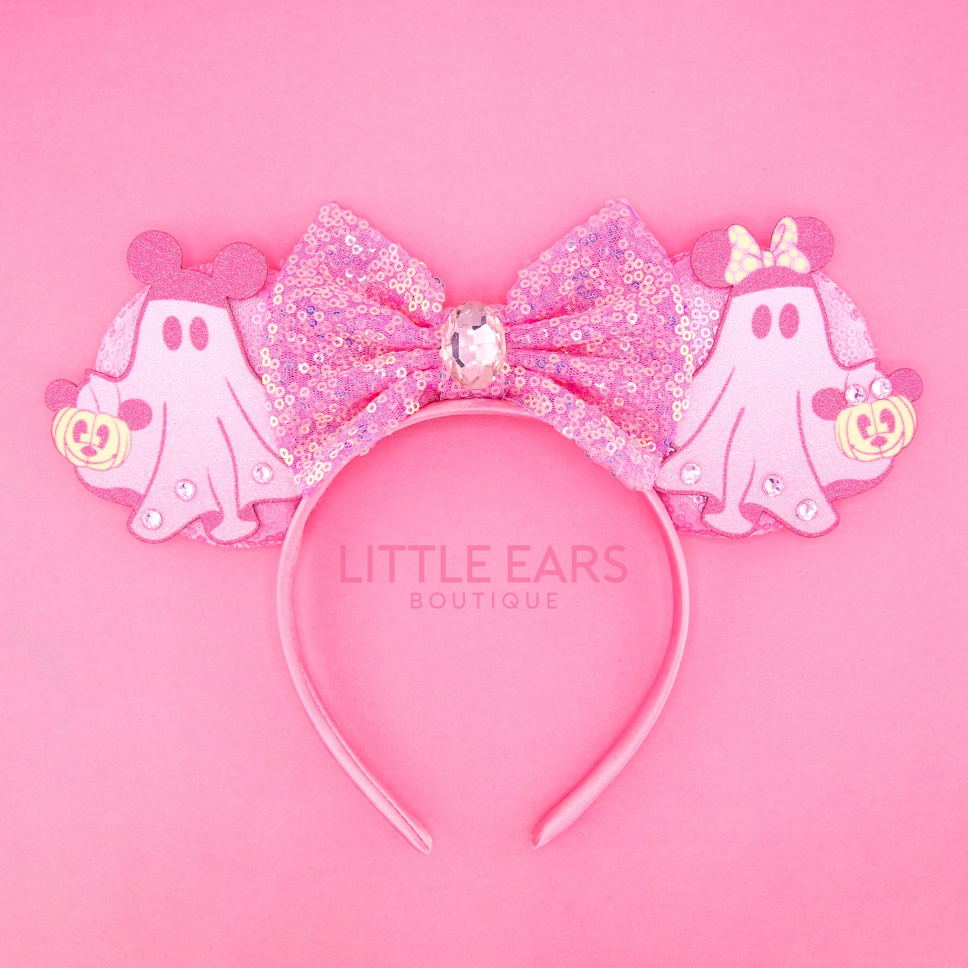 Pink Ghosts Halloween Mickey Ears Mouse Ears Headband – Little