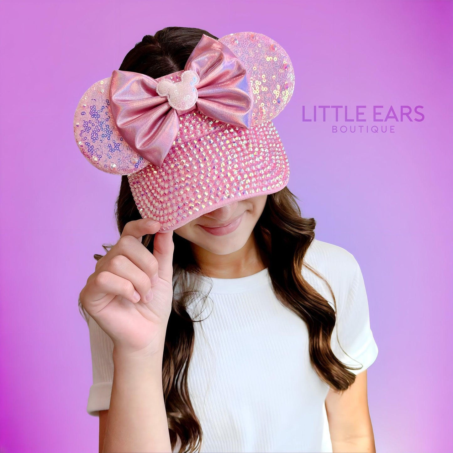 Pink Iridescent Mickey Visor- mickey ears disney headband mouse