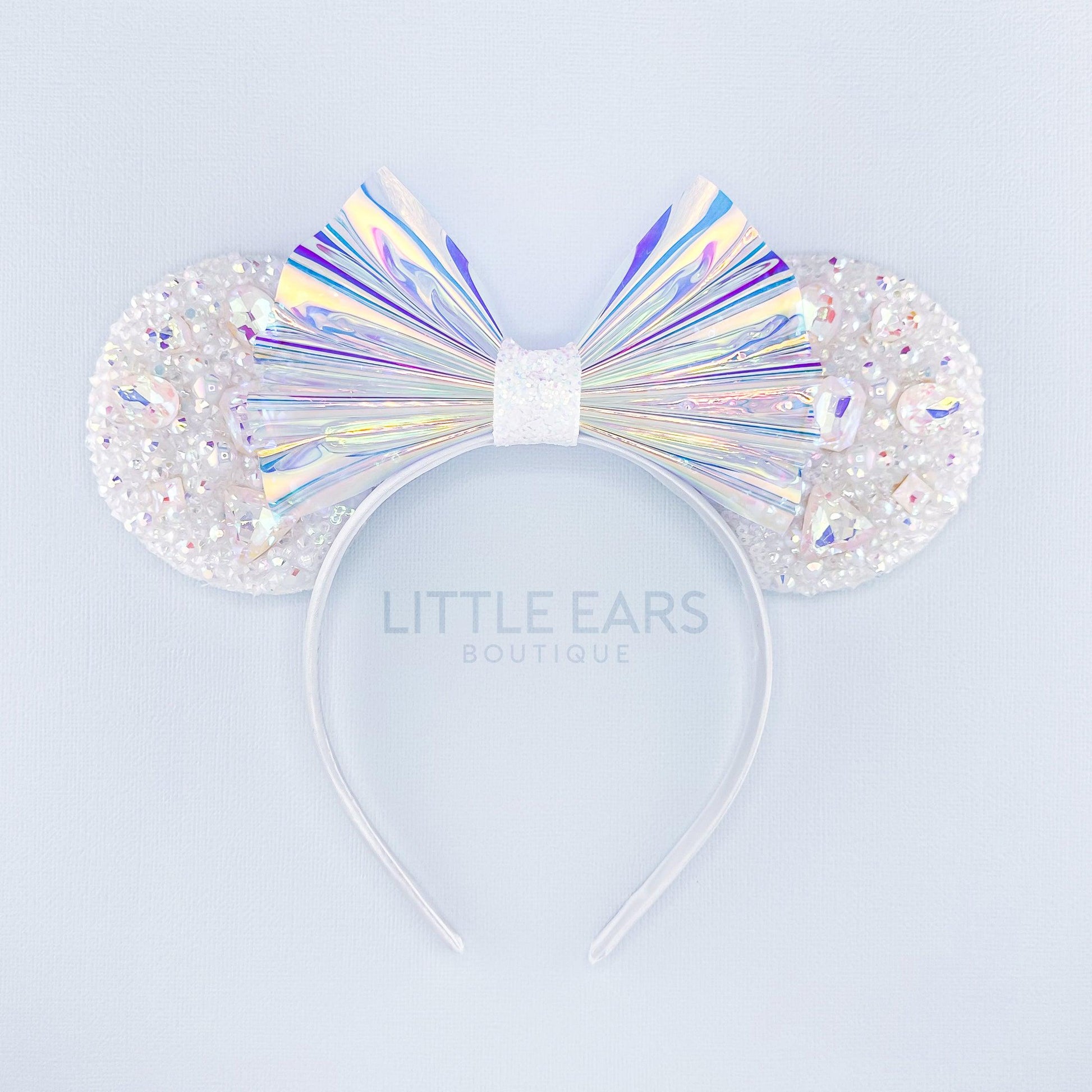 Pink Iridescent Sparkle Ears - Little Ears Boutique - Handmade Theme Park Inspired Mickey Ears Headband - Valentine's Day Mouse Ears