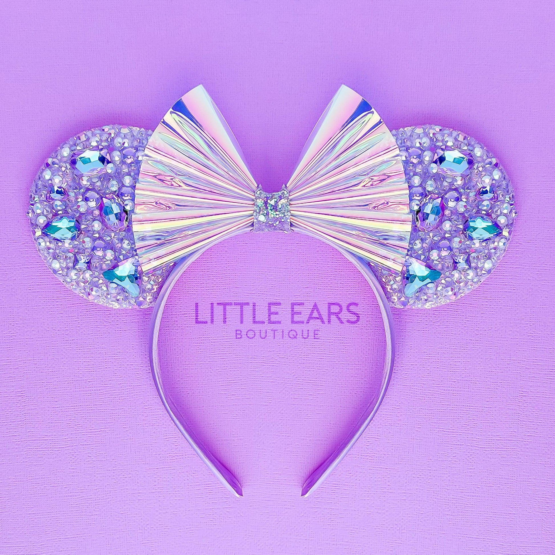 Pink Iridescent Sparkle Ears - Little Ears Boutique - Handmade Theme Park Inspired Mickey Ears Headband - Valentine's Day Mouse Ears