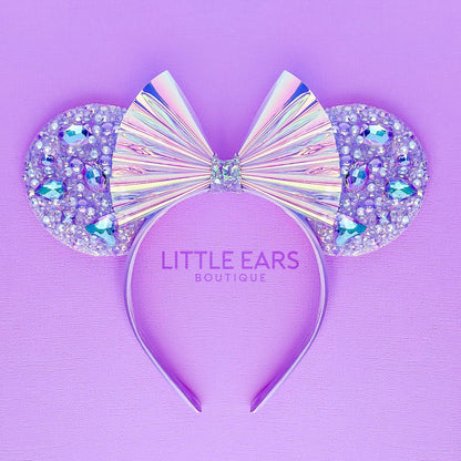 Pink Iridescent Sparkle Ears - Little Ears Boutique - Handmade Theme Park Inspired Mickey Ears Headband - Valentine's Day Mouse Ears