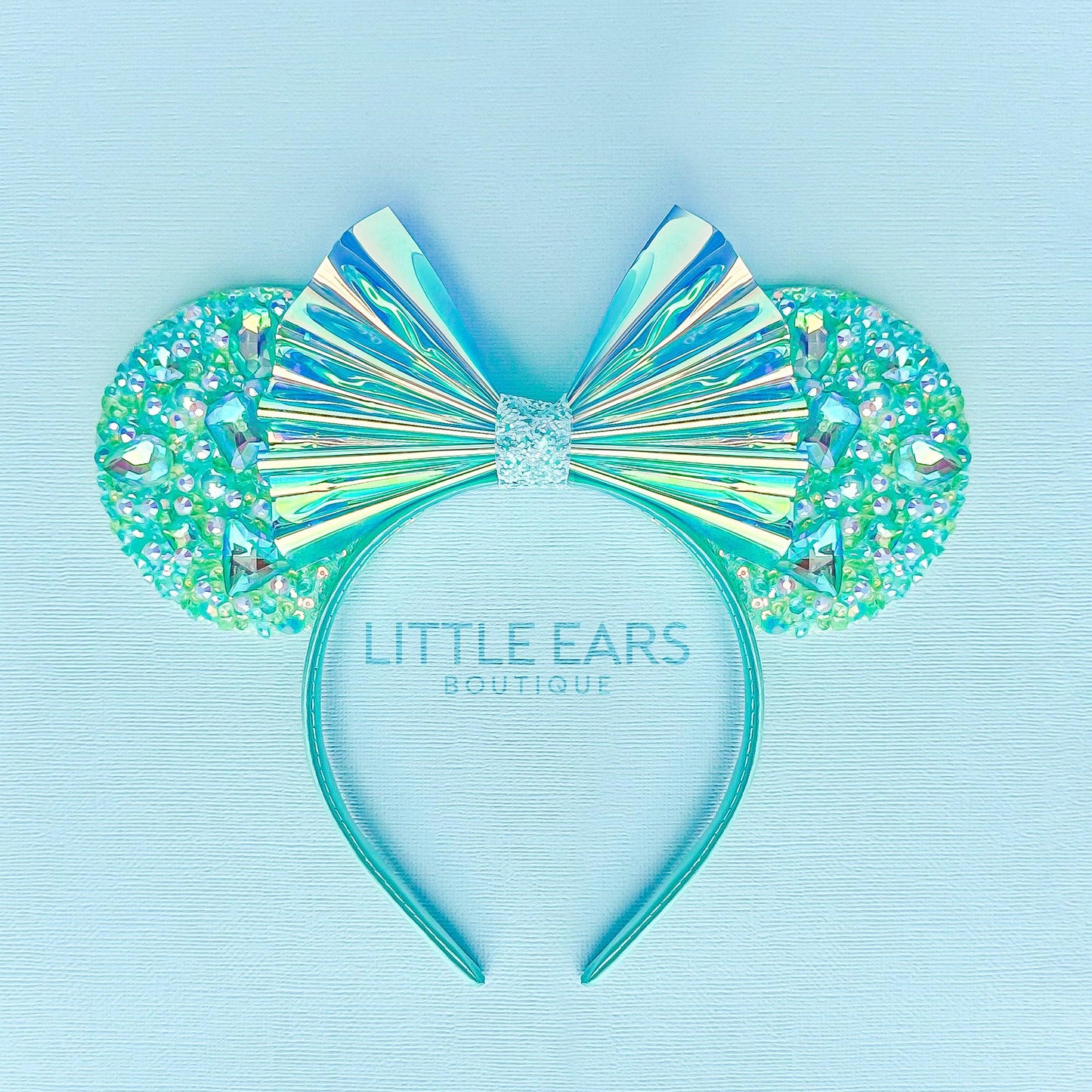 Pink Iridescent Sparkle Ears - Little Ears Boutique - Handmade Theme Park Inspired Mickey Ears Headband - Valentine's Day Mouse Ears