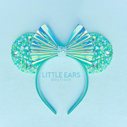 Pink Iridescent Sparkle Ears - Little Ears Boutique - Handmade Theme Park Inspired Mickey Ears Headband - Valentine's Day Mouse Ears