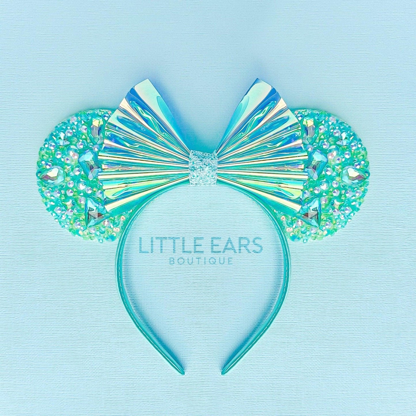 Pink Iridescent Sparkle Ears - Little Ears Boutique - Handmade Theme Park Inspired Mickey Ears Headband - Valentine's Day Mouse Ears