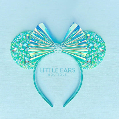 Pink Iridescent Sparkle Ears - Little Ears Boutique - Handmade Theme Park Inspired Mickey Ears Headband - Valentine's Day Mouse Ears