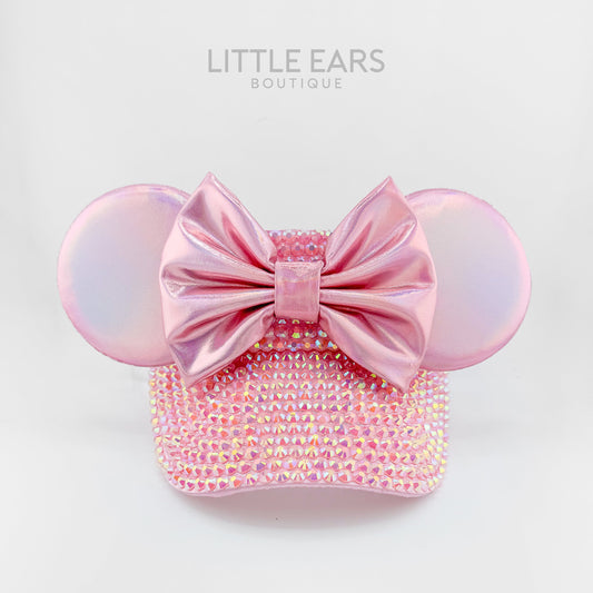 Pink Metallic Iridescent Mickey Visor - mickey ears - disney ears - mouse ears headband - little ears boutique