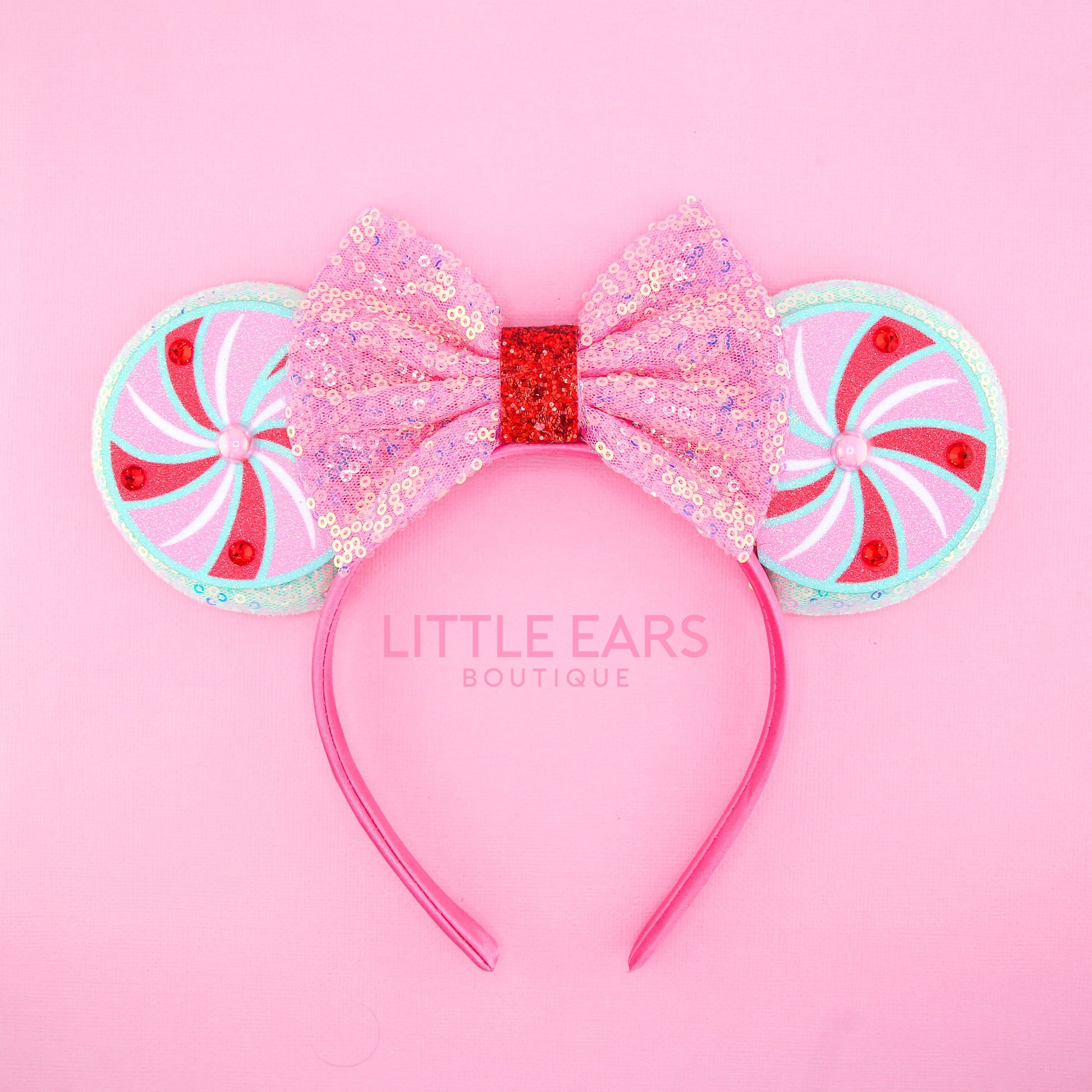 Pink & Mint Peppermint Mickey Ears - mickey ears - disney ears - mouse ears headband - little ears boutique